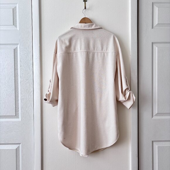 Zara Long Overshirt in Cream - Picture 7 of 8